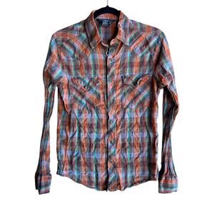 Salt Valley Western Women's Small Snap Closure Shirt Plaid Long Sleeve